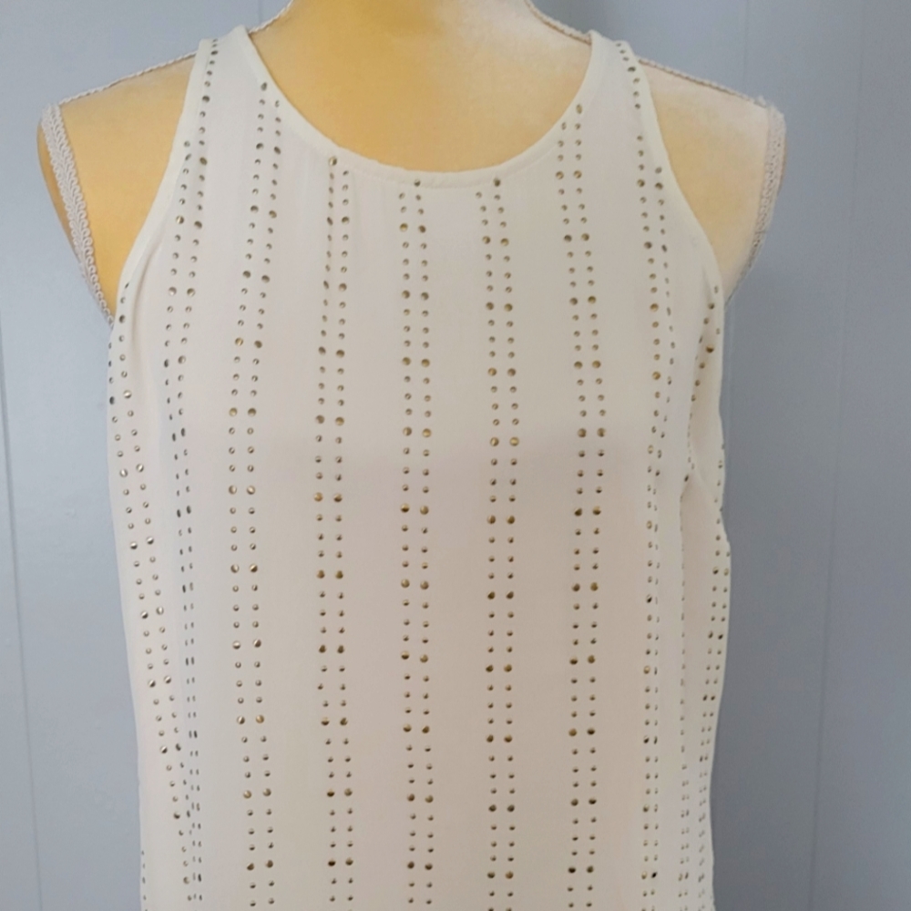 Michael Kors Cream Sleeveless Embellished Top